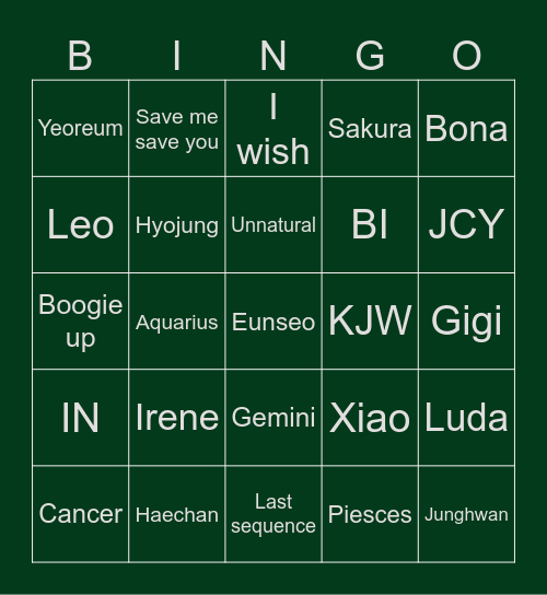 TAJ01HEESEUNG Bingo Card