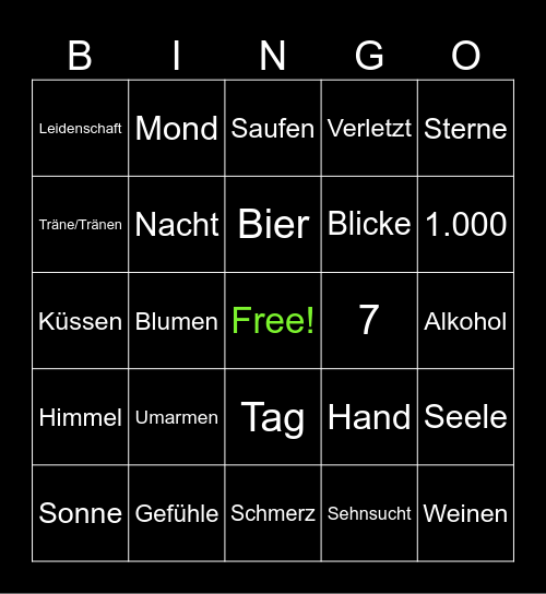 Schlager Bingo Card