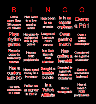 gAmEr Bingo Card