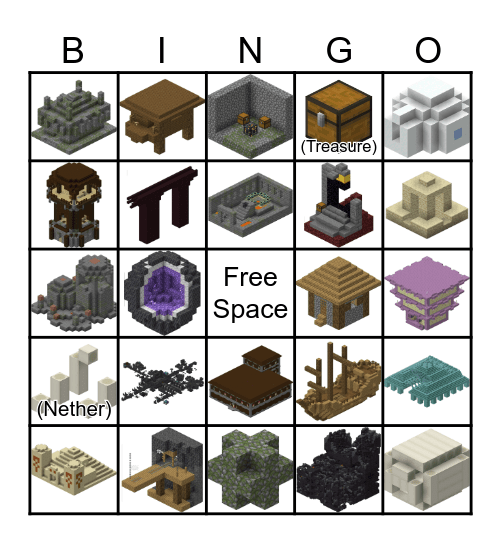 Minecraft Structure Bingo (Images) Bingo Card