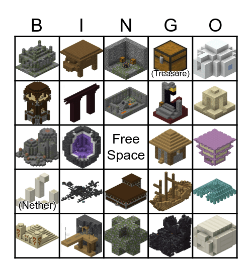 Minecraft Structure Bingo (Images) Bingo Card