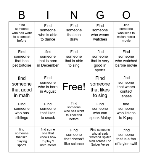 Untitled Bingo Card