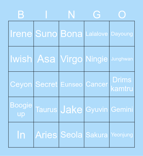 Ruqa ckeup binngow Bingo Card