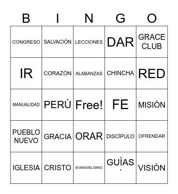 BINGO MISIONES KIDS Bingo Card