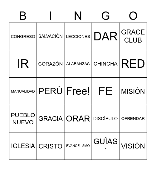 BINGO MISIONES KIDS Bingo Card