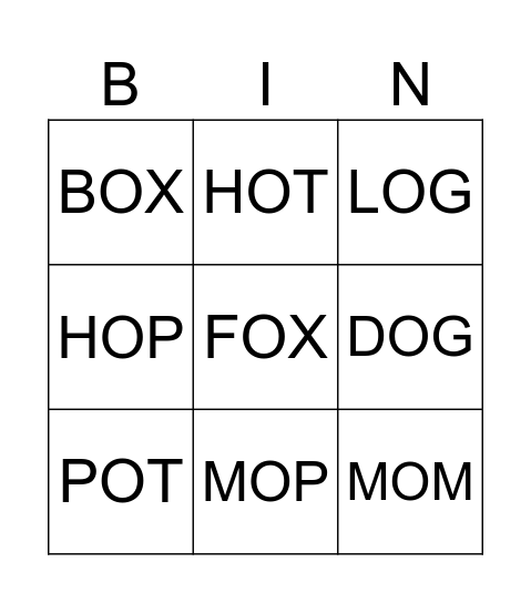ALPHABET PHONICS, TERM 5, WK 12 Bingo Card