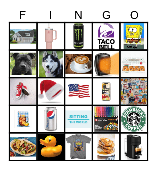 Freasures Fingo Bingo Card