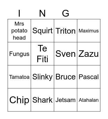 Disney Quingo Bingo Card