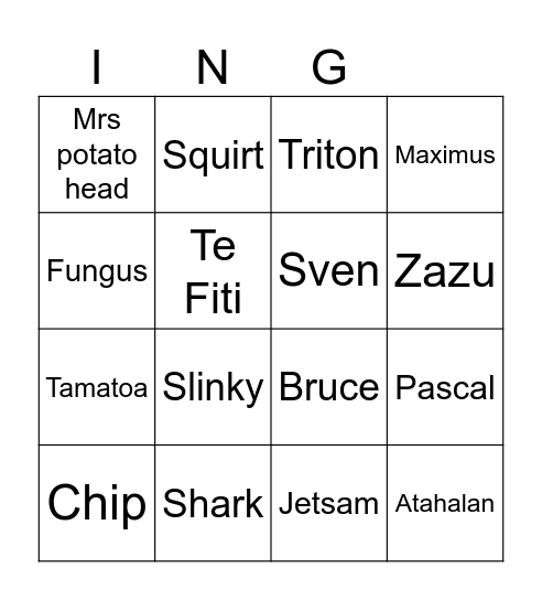 Disney Quingo Bingo Card