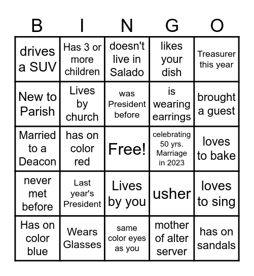 SSWS Bingo Card