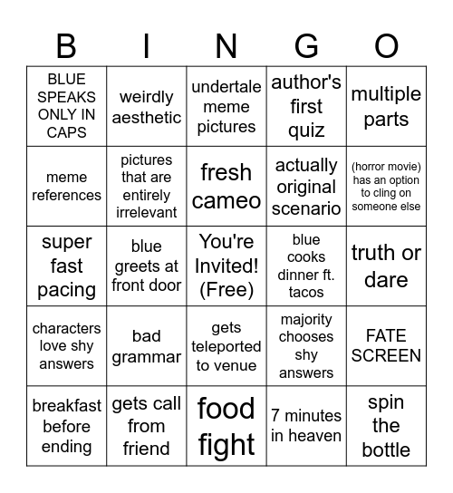 undertale sans au bingo Card