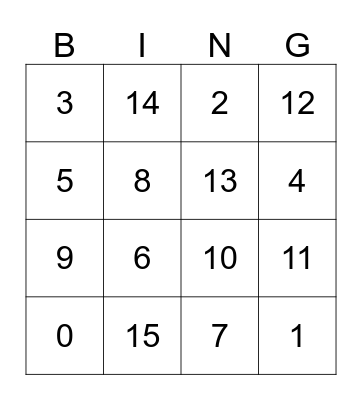 Subtraction and Addition Bingo Card