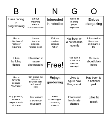 GTKY - Science Edition! Bingo Card