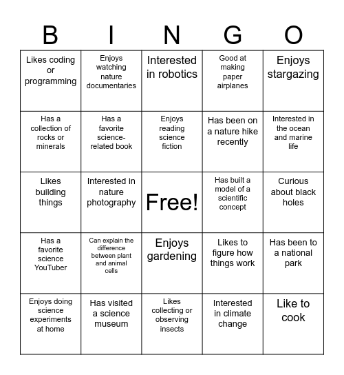 GTKY - Science Edition! Bingo Card