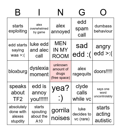 edd bingo Card