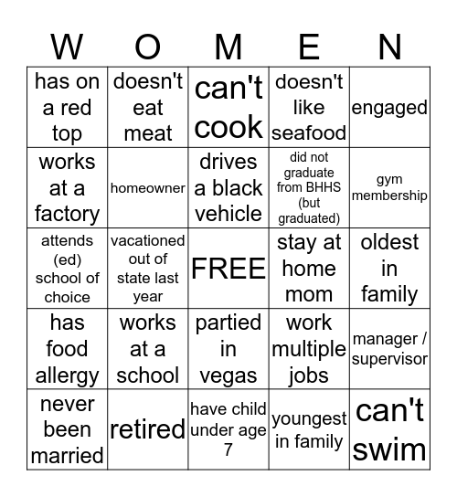 ROSEBURGH Bingo Card
