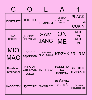 BINGO SPIERDOLENIA NIKOLI Bingo Card