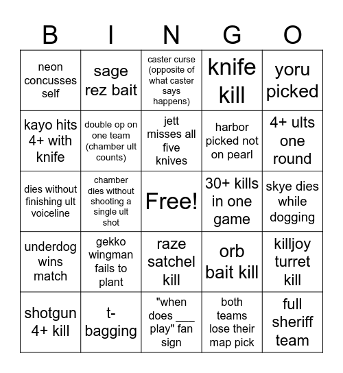 VALOVALOVALO Bingo Card