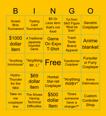 Game On Expo Bingo Chart Bingo Card