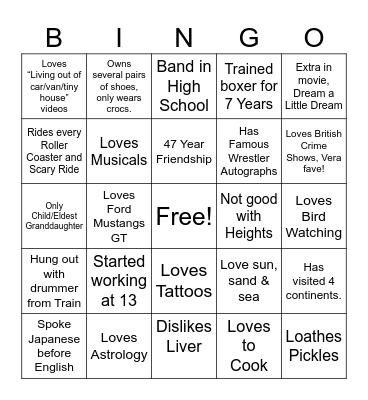 Getting to Know You Bingo Card