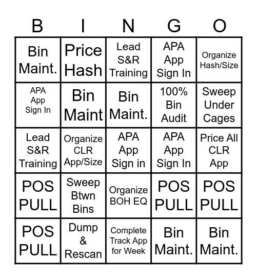 BOH Bingo 8/14-8/18 Bingo Card