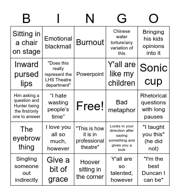DUNCAN SPEECH Bingo Card