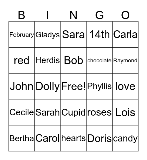 Faith Fellowship Valentine Bingo Card