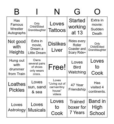 Getting to Know You Bingo Card