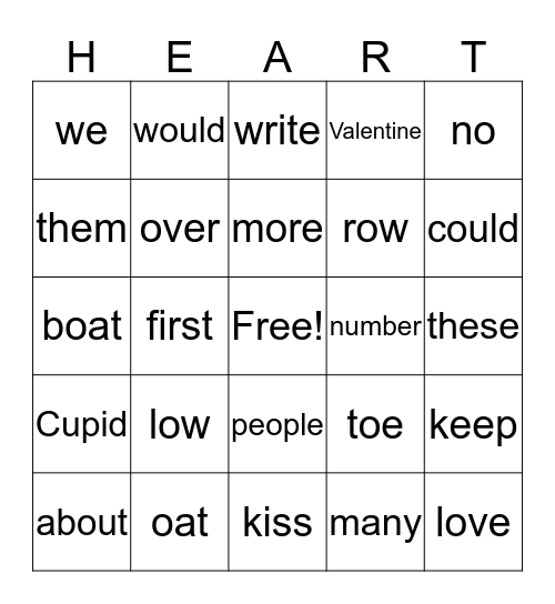 Valentine Heart (Bingo) Bingo Card