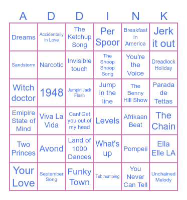 Familie Bingo Card