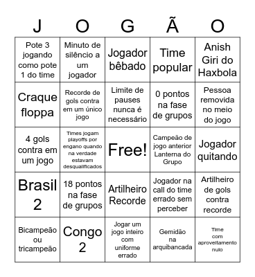 Conquistadores Bingo Card