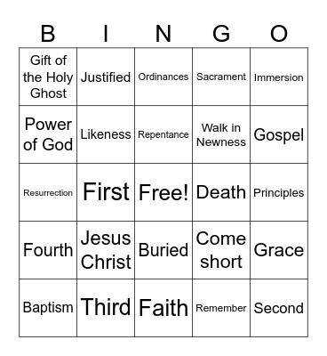 Romans 1-6 Bingo Card