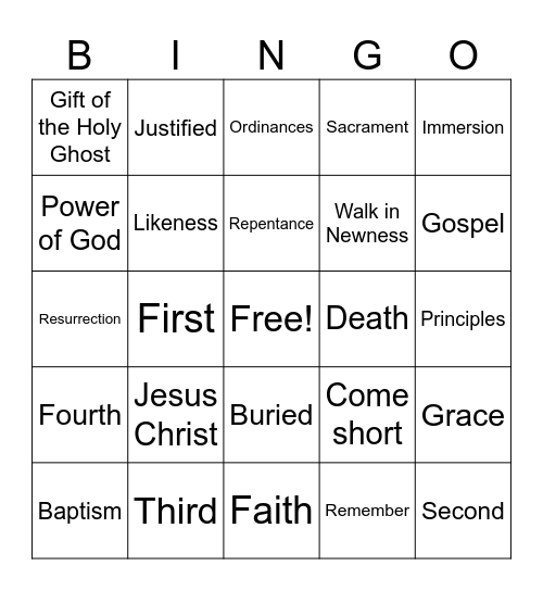 Romans 1-6 Bingo Card