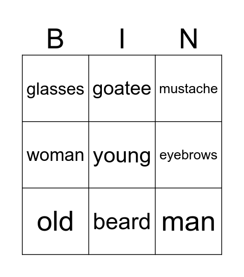 BINGO for WHO IS IT GAME (UL) Bingo Card