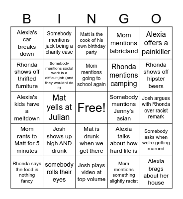 Birthday Bash Bingo Card