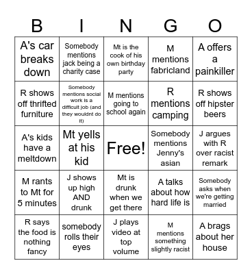 Birthday Bash Bingo Card