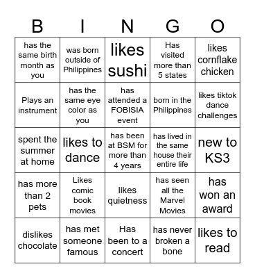 DRAMA 2024 Bingo Card