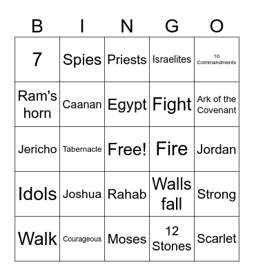 Joshua Bingo Card
