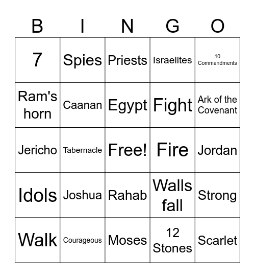 Joshua Bingo Card