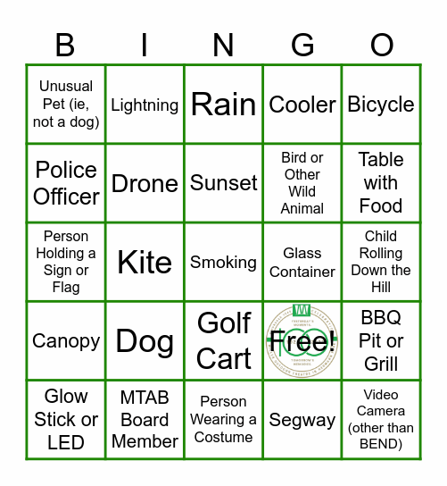 Stalker Cam Bingo Card