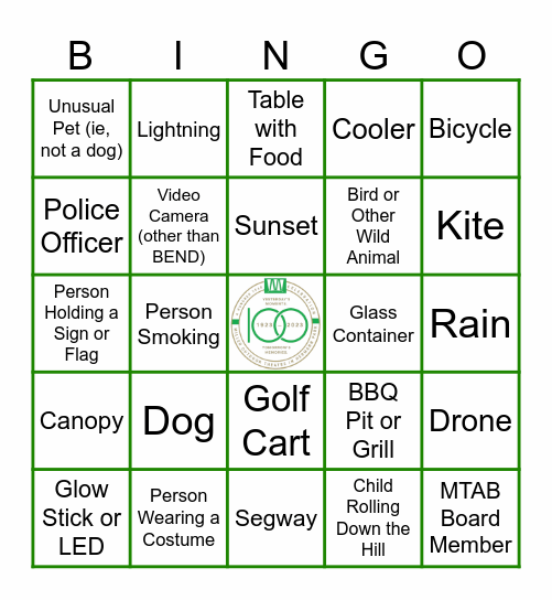 Stalker Cam Bingo Card