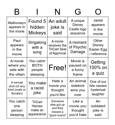 Disney Bingo Card