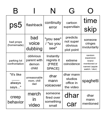 Dhar Mann Bingo v4 Bingo Card