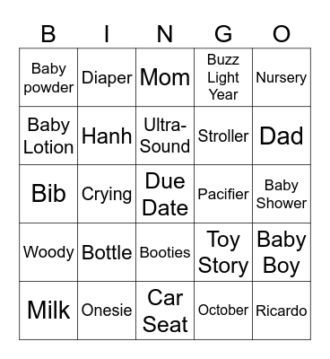 Boy Story Sanchez Bingo Card