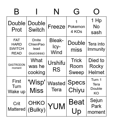 VGC Bingo Card