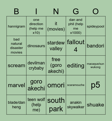 egg hyperfixations :) Bingo Card
