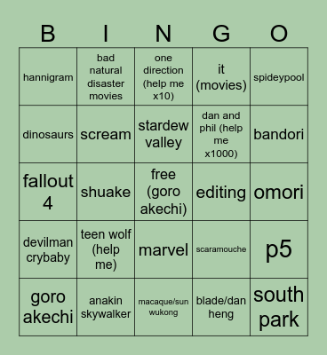 egg hyperfixations :) Bingo Card