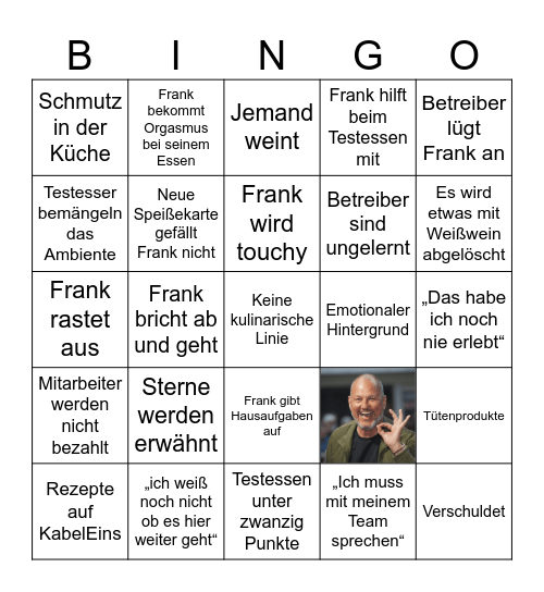 Rosin Bingo - Frank ist ein Gott Bingo Card