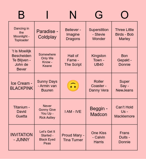 Muziekbingo Card