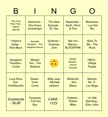 Muziekbingo Card